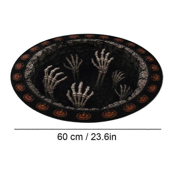 3D Halloween Tæppe 60 cm Rund Krystal Fløjls Gulvmåtte E 60*60CM