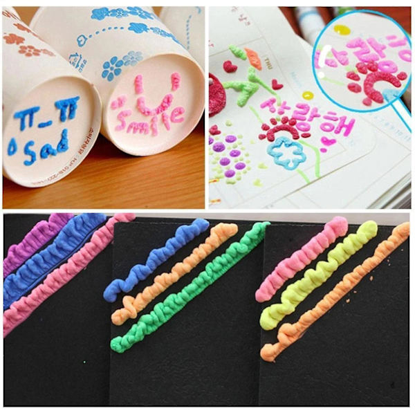 Magic Popcorn -tussit, Magic Puffy -tussit, 3D-väri Magic DIY Bubble Popcorn -piirustustussit, turvalliset taidetussit yhteensopivat syntymäpäiväkorttien kanssa 1 Box