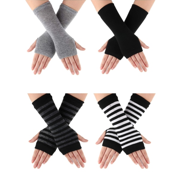 4 paria Cashmere Feel Wrist Fingerless Gloves Käsineet