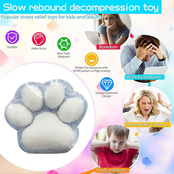 Handgjorda Taba Squishy Stor Katt Tass Silikon Klämleksaker för Stresslindring, Katt Tass Jätte Tass Squishy Sensoriska Leksaker för Ångest & Avkoppling Blue