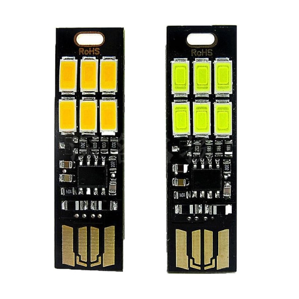 2st Bärbar Mini Dubbelsidig USB Led Light Touch Switch Dimbara Nattlampor Laptop PC Bilinteriör Läsning Varm Vit Lampa| | White and Yellow