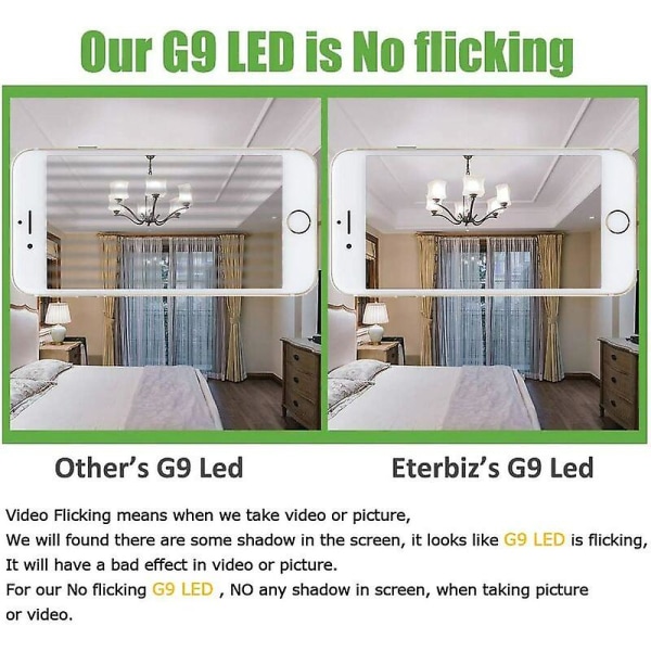 6 pakke G9 LED-lyspærer, flimmerfri, 7w, kjølig hvit 6000k, 650lm, tilsvarende 60w energisparende halogen, 360 graders vinkel, Ac220240v