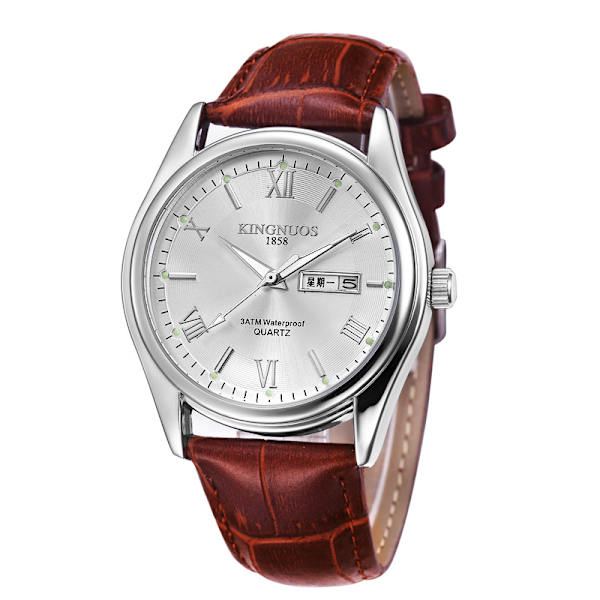 Mode vattentät studentbälte par lysande watch brown white