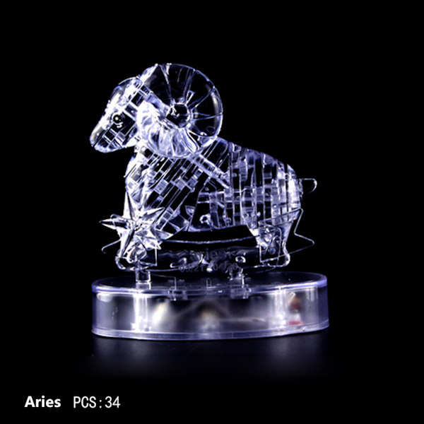 3D Crystal Puzzle Jig-saw Clear Twelve 12 Constellation Astrolog Flash LED-lys