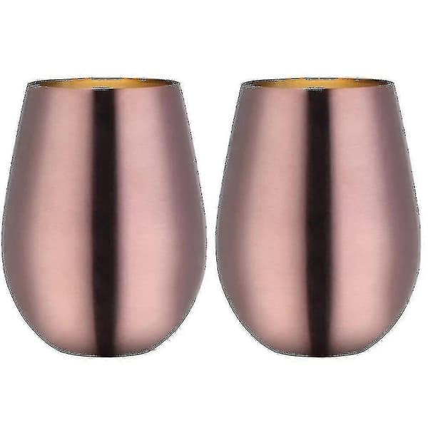 2 stk. vinkrus i rustfrit stål uden stilk til rejser Rose gold