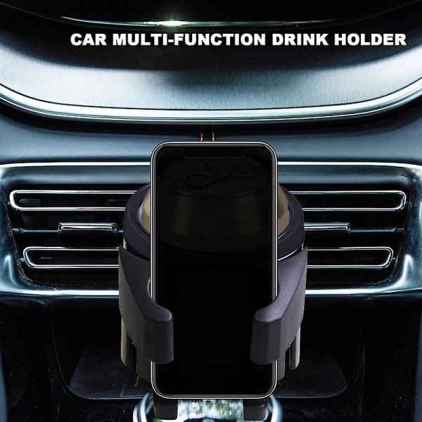 Bilkop- og telefonholder 2-i-1 multifunktionel kopholder Telefonholder med 3 par kroge Bilkopholder Air Vent Expander - Drikkeholdere Blue