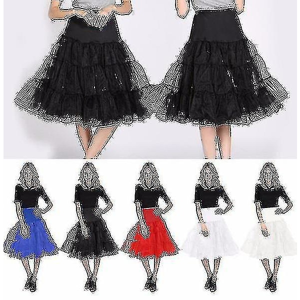 26\" Retro Alushame/50-luvun Swing Vintage Alushame/rockabilly Tutu/hienostunut Verkkokangas Hame W Blue L-XXL 16-22