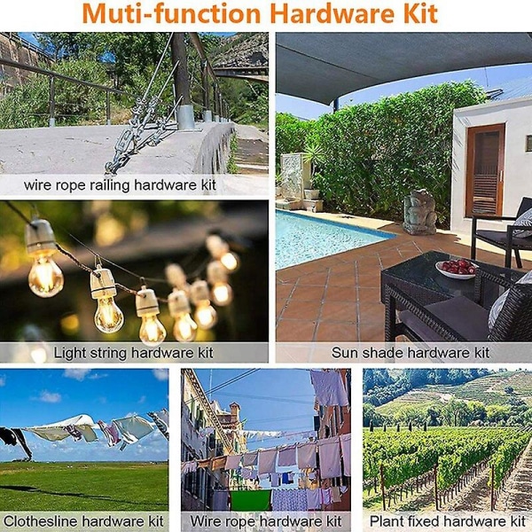 Kabeltrådskrokar Kit Pvc-belagda staketkrokar för lampor Rostfritt stål trädgårdstråd Pergola kit för bildtråd
