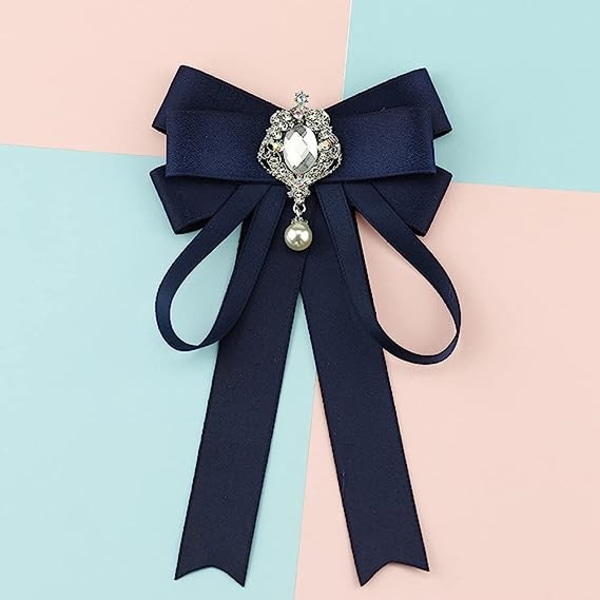 Bowknot Rhinestone Ribbon Sløjfe Broche Forbundet sløjfe til kvinder Halsslips Bryllupsfest Julegaveceremoni