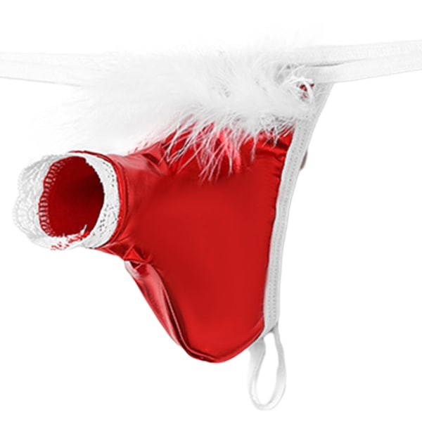 Mænds jule-nissehue G-strengs bukser Bikini-julebukse åndbar Low Fantasy-poseringspose til jul Red 1 Size
