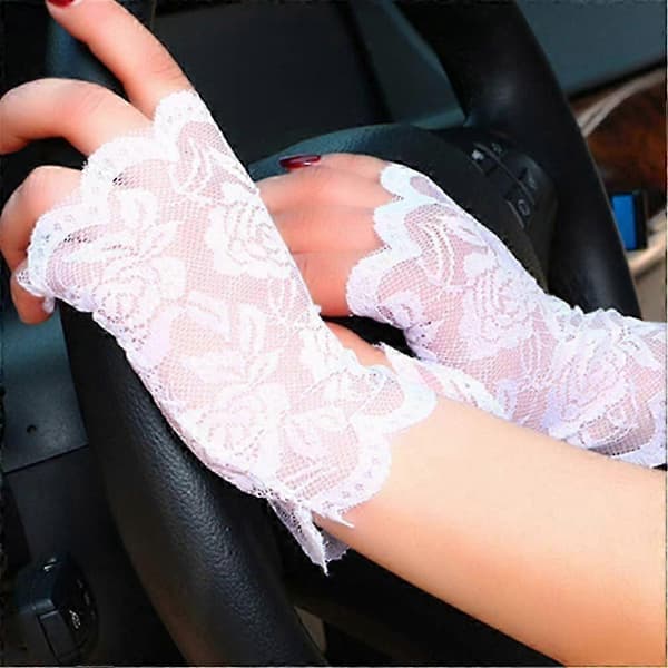 1 par spetshandskar polyester halvfinger golf UV-skydd fingerlösa halva