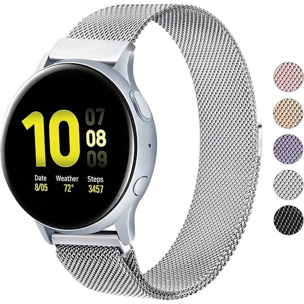 Metallbånd for erstatning av rustfritt stål for Samsung Galaxy Watch Active 2 Silver