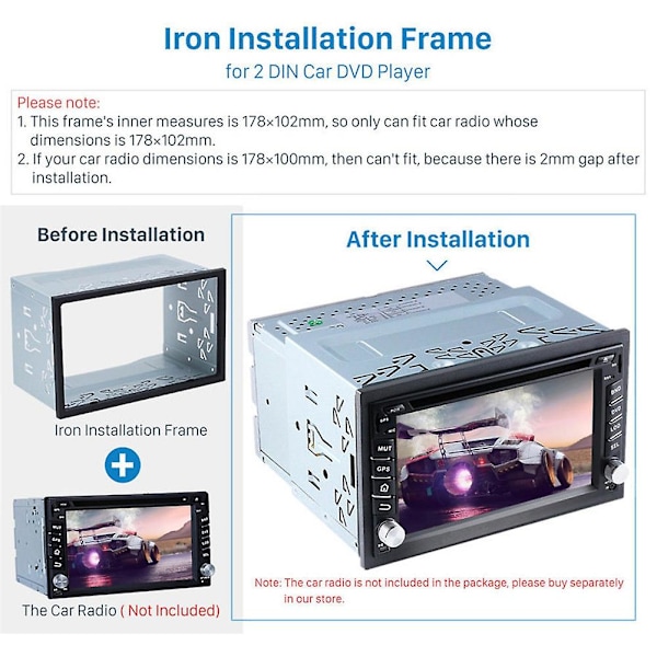2din Universal Bilstereo Radio DVD-spelare Montering Ram Installera Bezel Panel