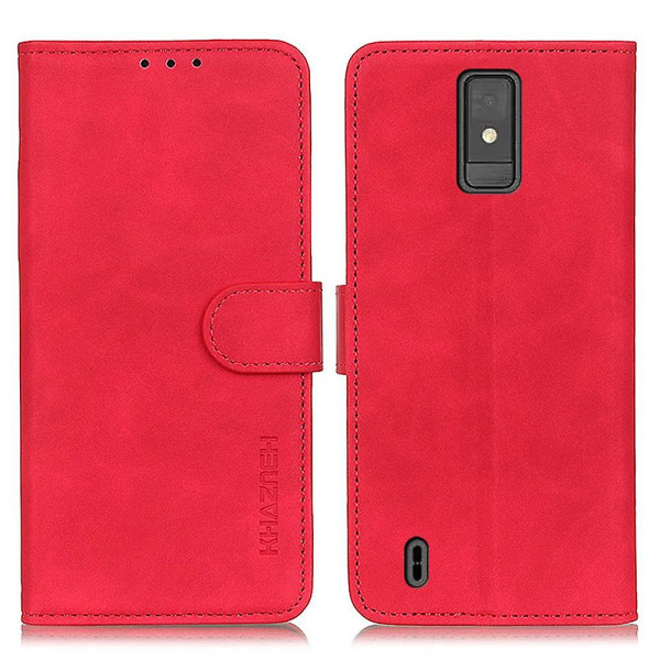 För ZTE Blade A32 Retro Texture Phone case PU Läder Plånboksställ Anti-dropp cover Red