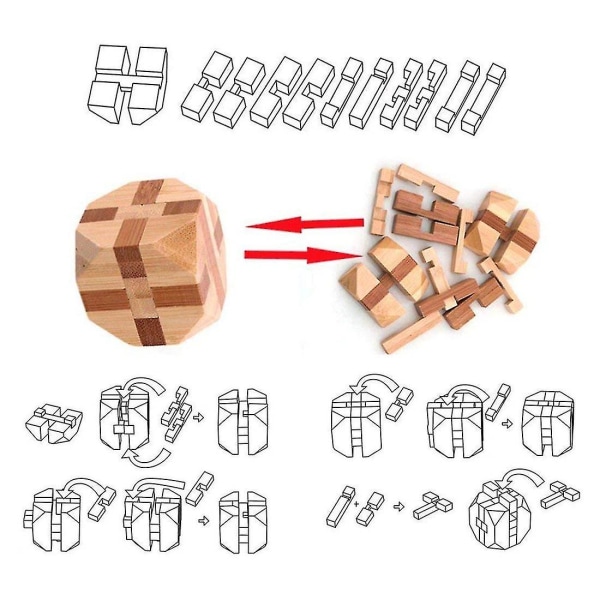 3D-puiset palapelit Iq-haaste Aivojumppa Lukko Logiikka Älyllinen Opetuslelu Palapeli Irrottava Kokoamiskuutio Cube
