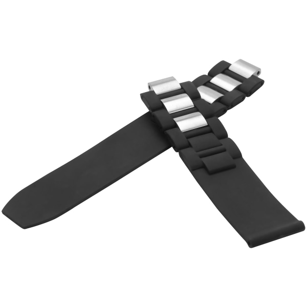 20 mm:n silikonirannekellon watch Chronoscaph Autoscaph 21 -rannekkeelle, musta