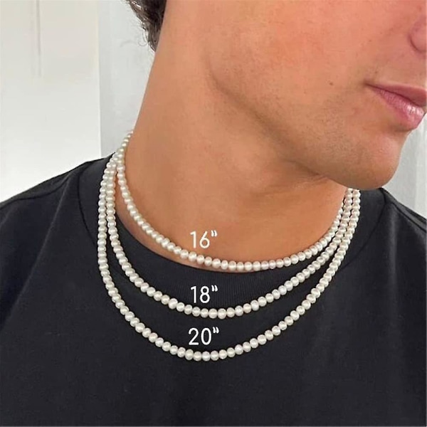 Imiteret perlehalskæde Mænd Simple Håndlavet Strand Bead Necklace 2022 New Trend#wdmy184 40Cm Pearl Necklace