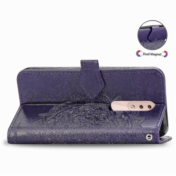 Nokia 4.2 Case Cover Emboss Mandala Magnetic Flip Protection Stötsäkert - Violet