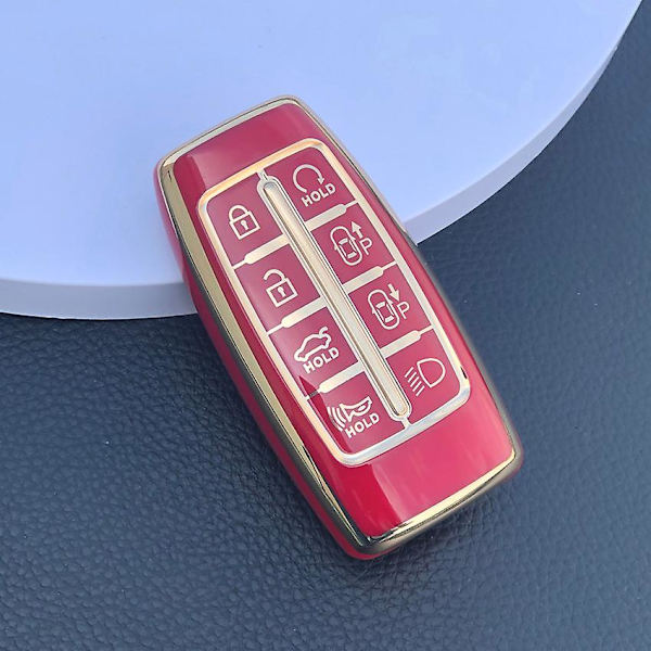 Bil Tpu Case Cover Hållare För Hyundai Genesis Gv70 Gv80 Gv90 2020 2021 2022 Auto Interiör Styling Tillbehör| | Red
