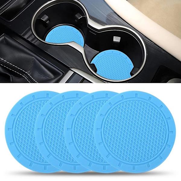 Autokuppimatto Kirkkaan värinen auton vesilasin Paksu Kätevä Puhdas Luotettava Liukumaton Pyöreä Taivutettava Autojuomateline - Juomatelineet Light Blue