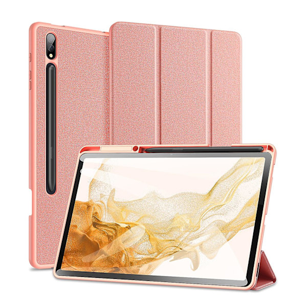 Til Samsung Galaxy Tab S7 Fe / S7+ Domo Series Læder Taske Pink