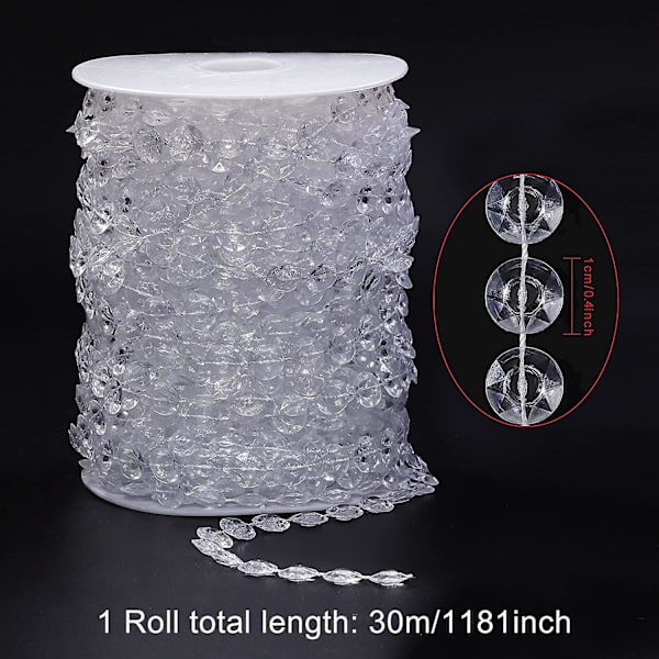 Krystalperlekrans 30 meter diamantkrans Akrylperlerruller