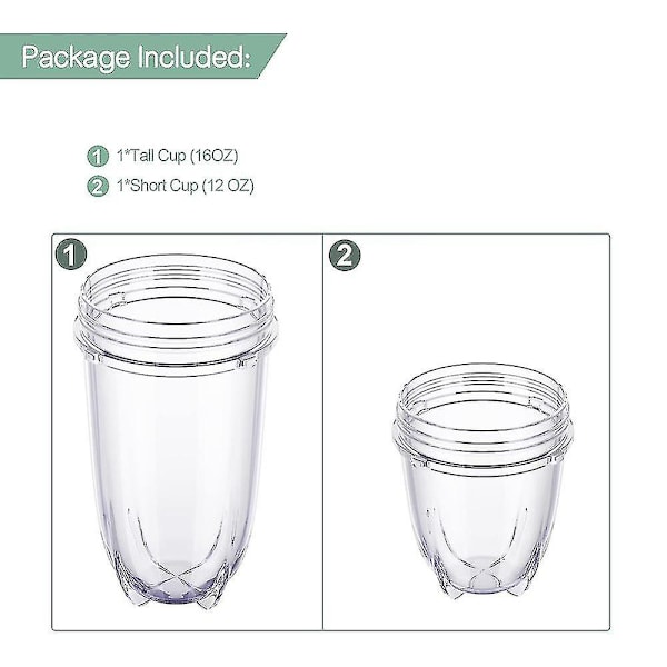 Udskiftningsblenderkop kompatibel med Magicbullet-blendere, kop til 250w Mb1001-serie 16 oz og 12