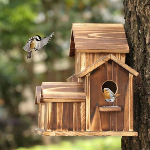 3 stk Wood Hummingbird House - Mini Wood Bird House | Hummingbird Swing Nest For Utvendig Oppheng, Husdyr Hytte For Svale Sparrow Hummingbird Finch H