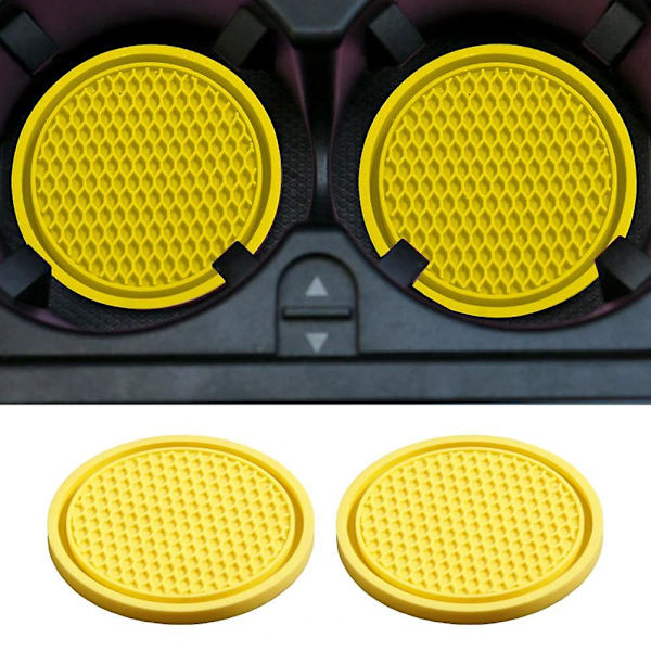 Dekorativ 2st Innovativ Flexibel Anti Deform Cup Underläggsmatta Slitstark Bil Cup Mat Praktisk För Auto| | Red