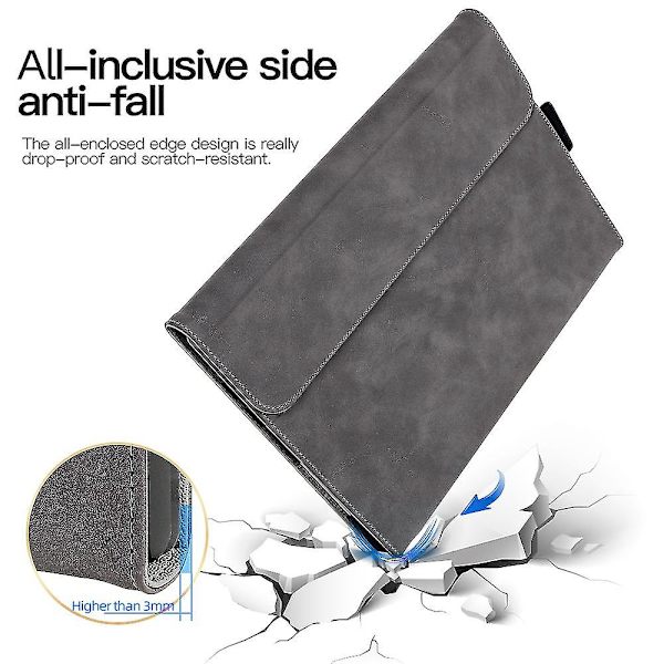 Til Microsoft Surface Go / Go 3 / Go 2 10,5 tommer Pu læder tablet-tastatur-etui Stativ Beskyttende tablet-cover Black