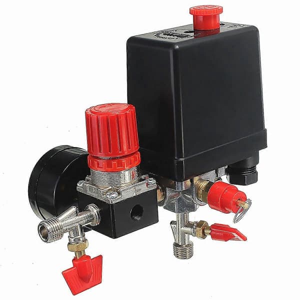 Luftkompressor trykkventilbryter, trykkbryterkontrollregulator 90-120 Psi med doble trykkmålere (2-g1 /4)