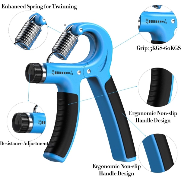 Käsikahvan vahvistin säädettävällä vastuksella 11-132 Lbs (5-60 kg), ranteen vahvistin