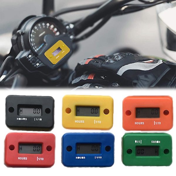 Motorcykel Motor Tæller Timetæller Vandtæt Digital Timetæller Lcd Display Bærbar Motor Måler Timetæller Moto Tilbehør| | Red