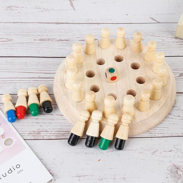 Minnespinnar i trä - IQ-spel för barn