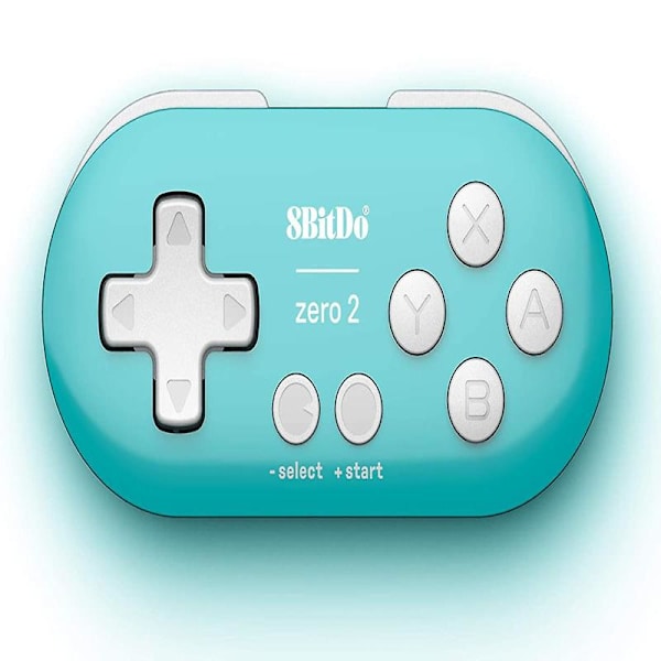 8BitDo Zero 2 Bluetooth Nøglering Størrelse Mini Controller Til Nintendo Switch, Windows, Android Og MacOS (Gul Udgave) - Turkis Udgave