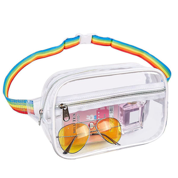 Pvc-material Transparent midjeväska Universal Daily Crossbodys-väska Stor kapacitet Bärbar liten handväska White
