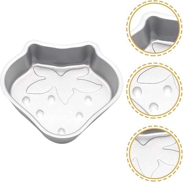Jordbærformede gelé buddingforme kopper 4 stk. kulstofstål æggetærteforme non-stick buddingpande individuelle cookie muffin bageforme
