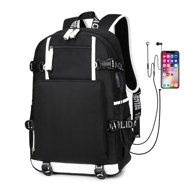 Jordan Ryggsekk Mote (svart) skoleveske Youth Travel Usb Charging Multi-function Bag