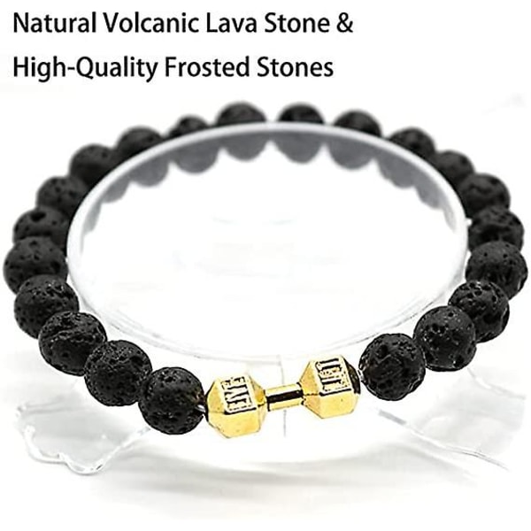 3 stk Traintough hantelarmbånd, høykvalitets perlearmbånd for menn vulkansk lavastein hantelarmbånd gaver til menn