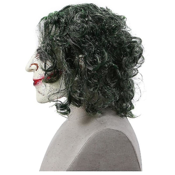 Halloween Joker Mask Cosplay Skrekk Skremmende klovnemaske med grønt hår as shown 1 PC