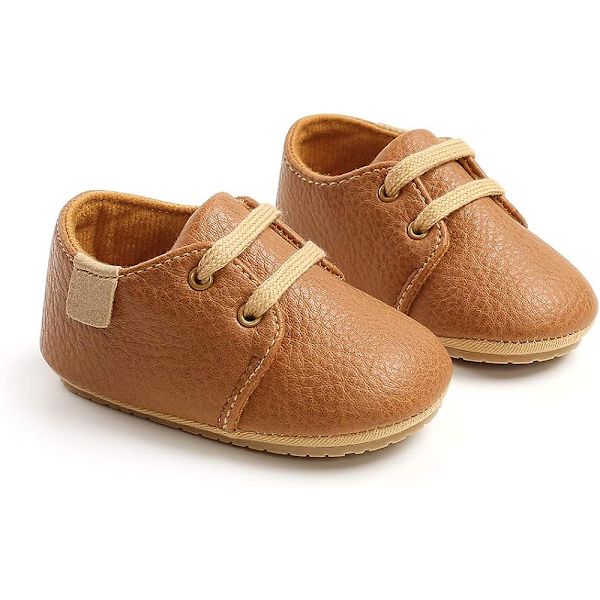 Baby sportssko for menn og kvinner blonder Oxford sko baby myksåle sklisikker småbarn sko wavelet sko. Brown 12-18 Months