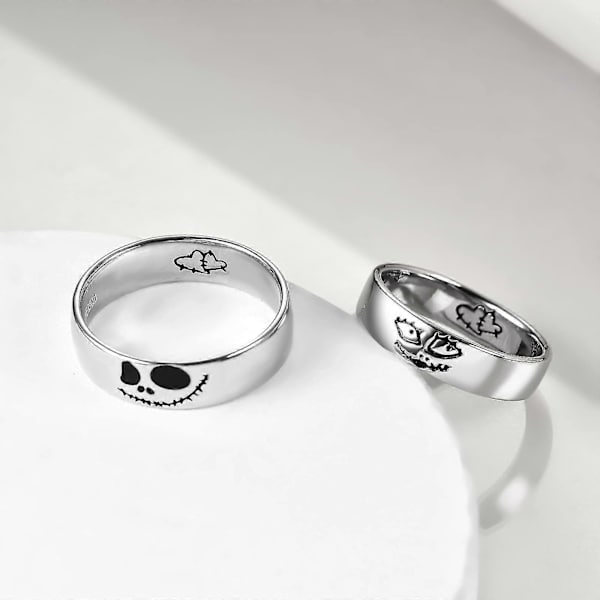 Jack Gothic -pariskunnan sormukset sterlinghopeaa Jack ja Sally -kallorenkaat Painajainen-renkaat Romanttiset korut lahjat miehille ja naisille