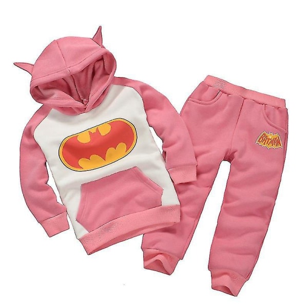 Til 1-6 år drenge piger Batman træningsdragt hættetrøje og bukser 2 stk outfit sæt Pink 5-6 Years