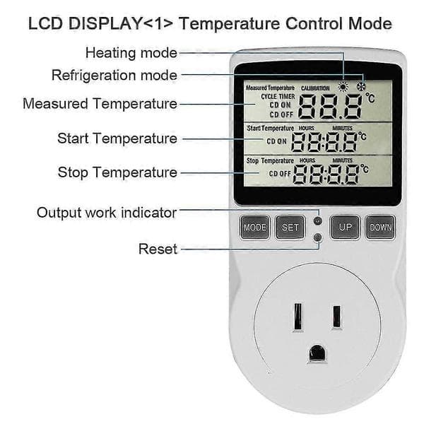 Digital temperaturregulator stikkontakt EU-stik termostat med timer switch sensor sonde varme køleversion