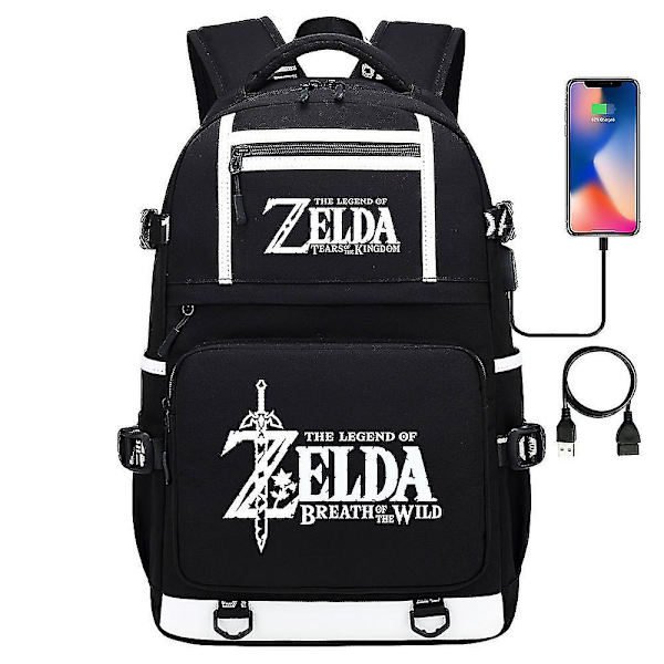 Breath Of The Wild Eye Game Fans USB Ryggsäck - Cosplay Student Skolväska För Unisex - Resedator Laptopväskor 5