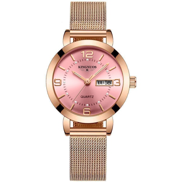 Icke-mekanisk lysande vattentät dubbelkalender watch pink