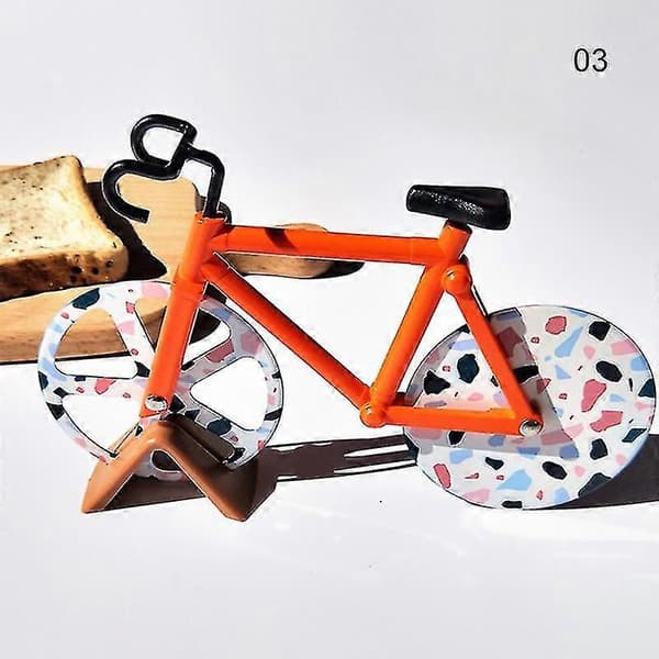 Pizzaskærer i rustfrit stål med cykeldesign og holder 1