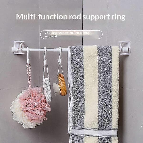 Självhäftande gardinstångsfäste 2-pack 360° rotation Hög vidhäftning Skadefri för kök badrum väggmontering one size