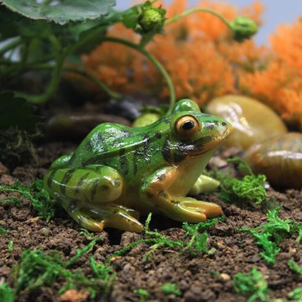 Miniatyr Frog Hage Statue, 2 stk Mini Frog Harpiks Dyreskulptur Miniatyr Fairy Garden Frog Hage Patio Mikro Landskap
