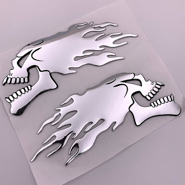 Fasp 2 kpl/pari Silver Fire 3D Ghost Skull Head Auto Moottoripyörän Auton tarra-tunnukset - Tarrat &amp; Tarrat Red